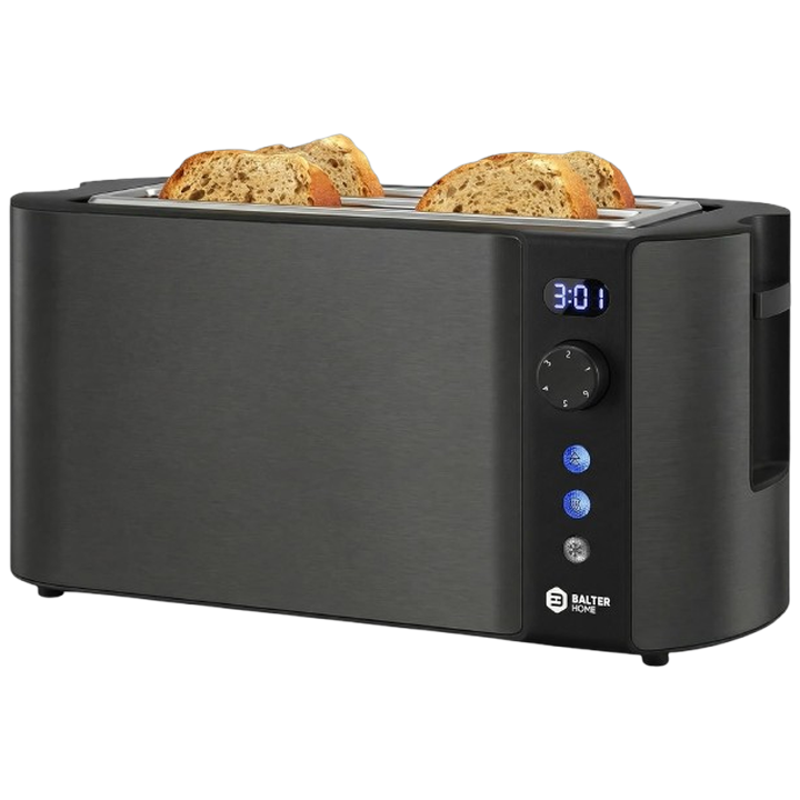 Balter Langschlitztoaster TS-04-LCD (4 Scheiben, Grau) – Langschlitz aus Edelstahl