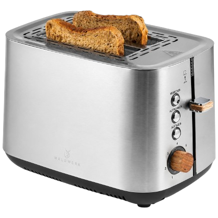 WALDWERK Design-Toaster (Eichenholz) – 2-Schlitz aus Edelstahl & Holz